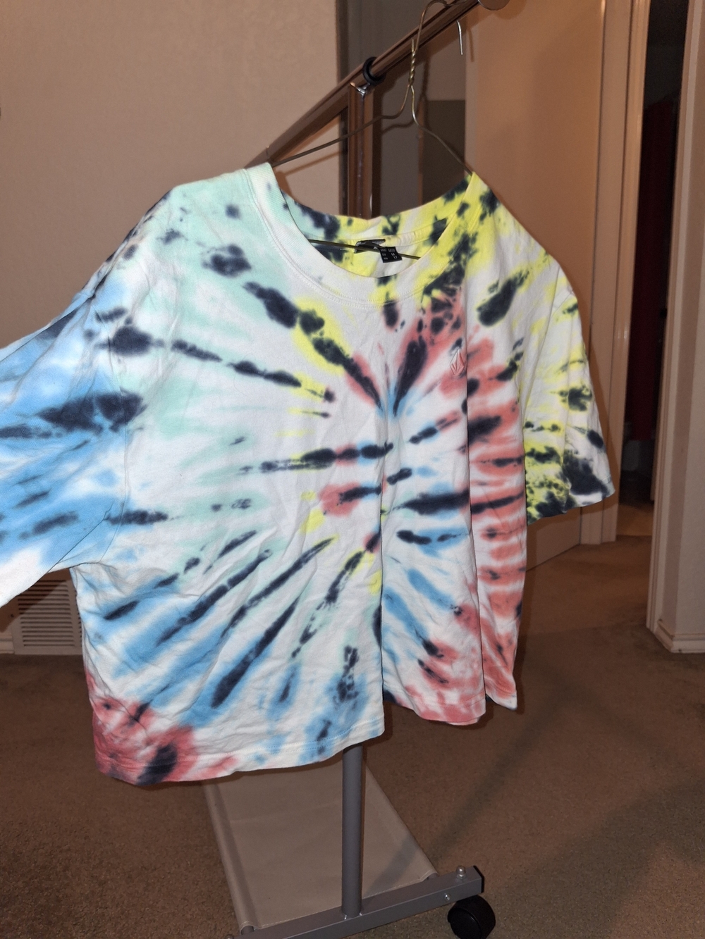 Volcom Tie-Dye Short Sleeve Tee - Blue, Yellow, Red, Black And Green